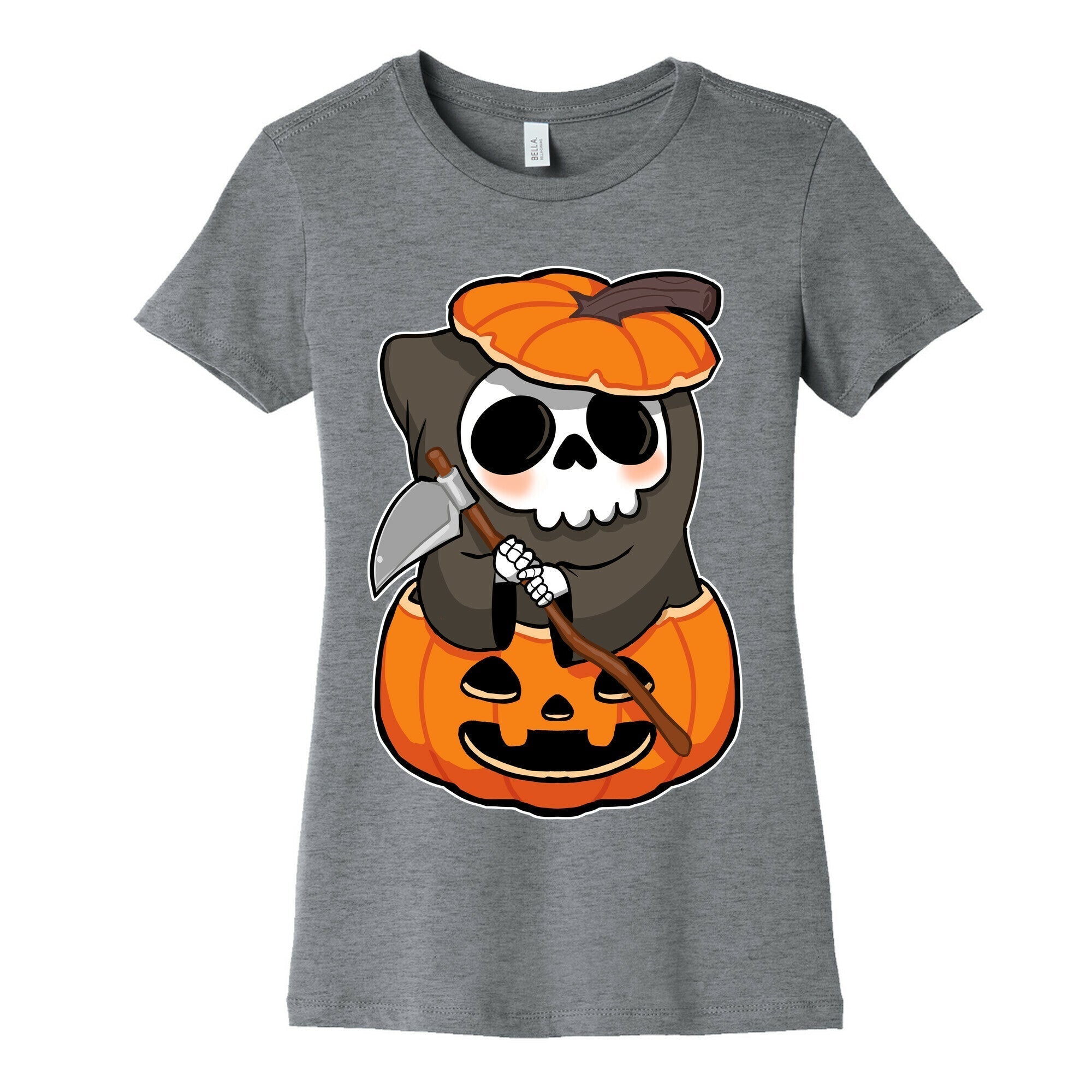 Cute Halloween Grim Reaper Women's Cotton Tee Hoodie, Sweatshirt | CoreVibeTees.com (Image 1)
