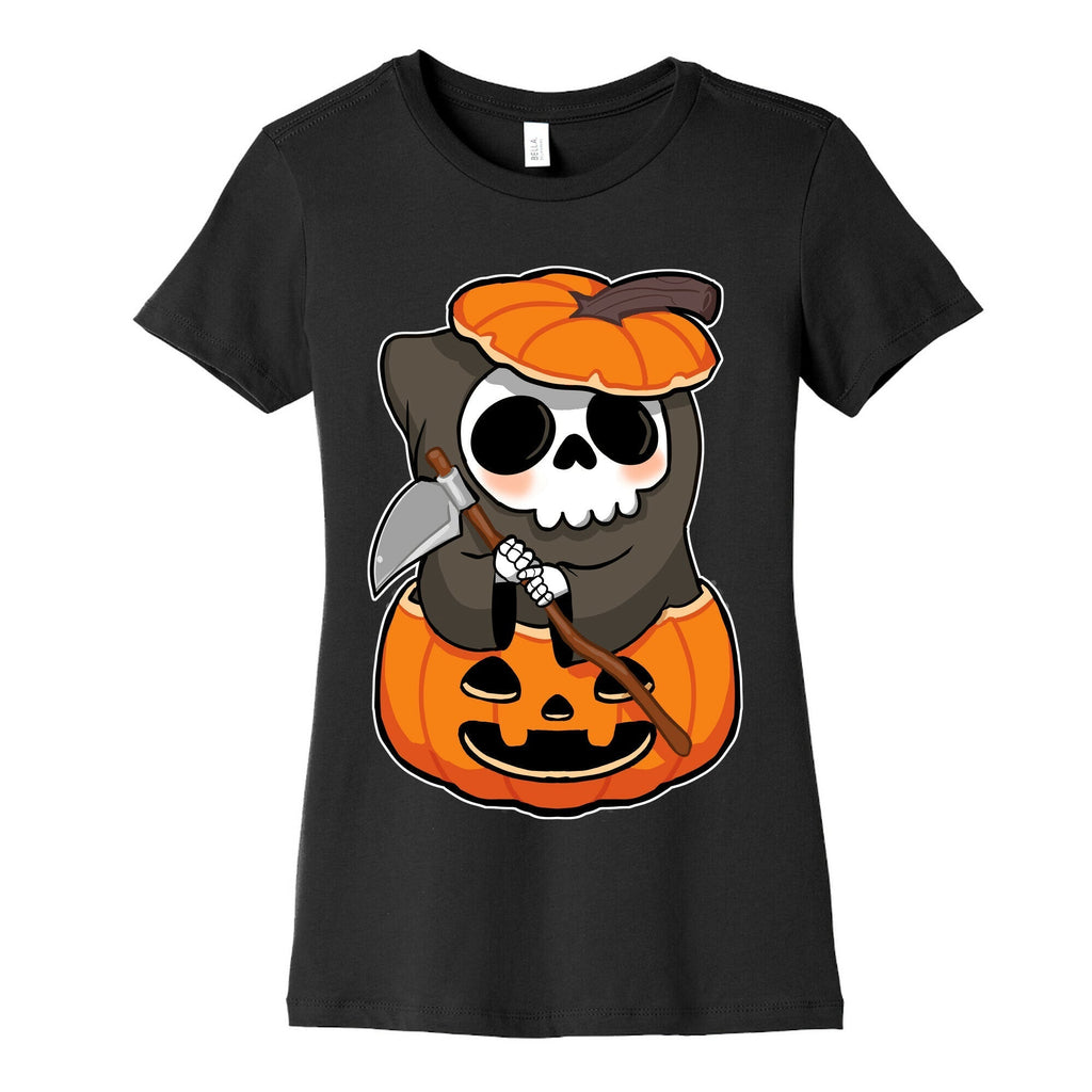 Cute Halloween Grim Reaper Women's Cotton Tee Hoodie, Sweatshirt | CoreVibeTees.com (Image 2)
