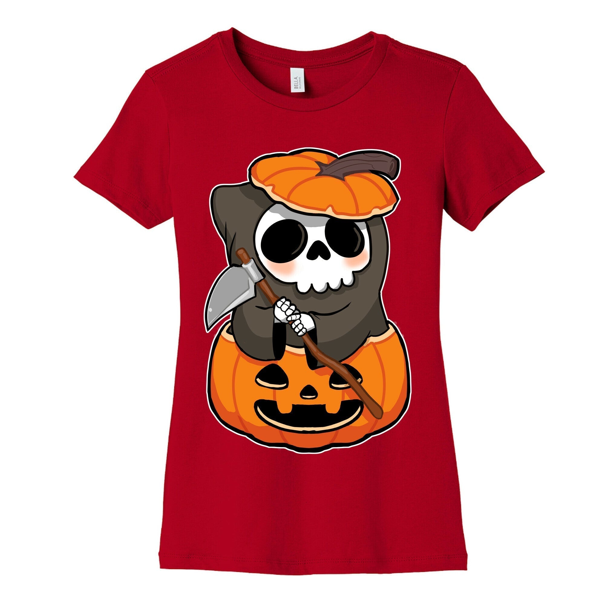 Cute Halloween Grim Reaper Women's Cotton Tee Hoodie, Sweatshirt | CoreVibeTees.com (Image 3)