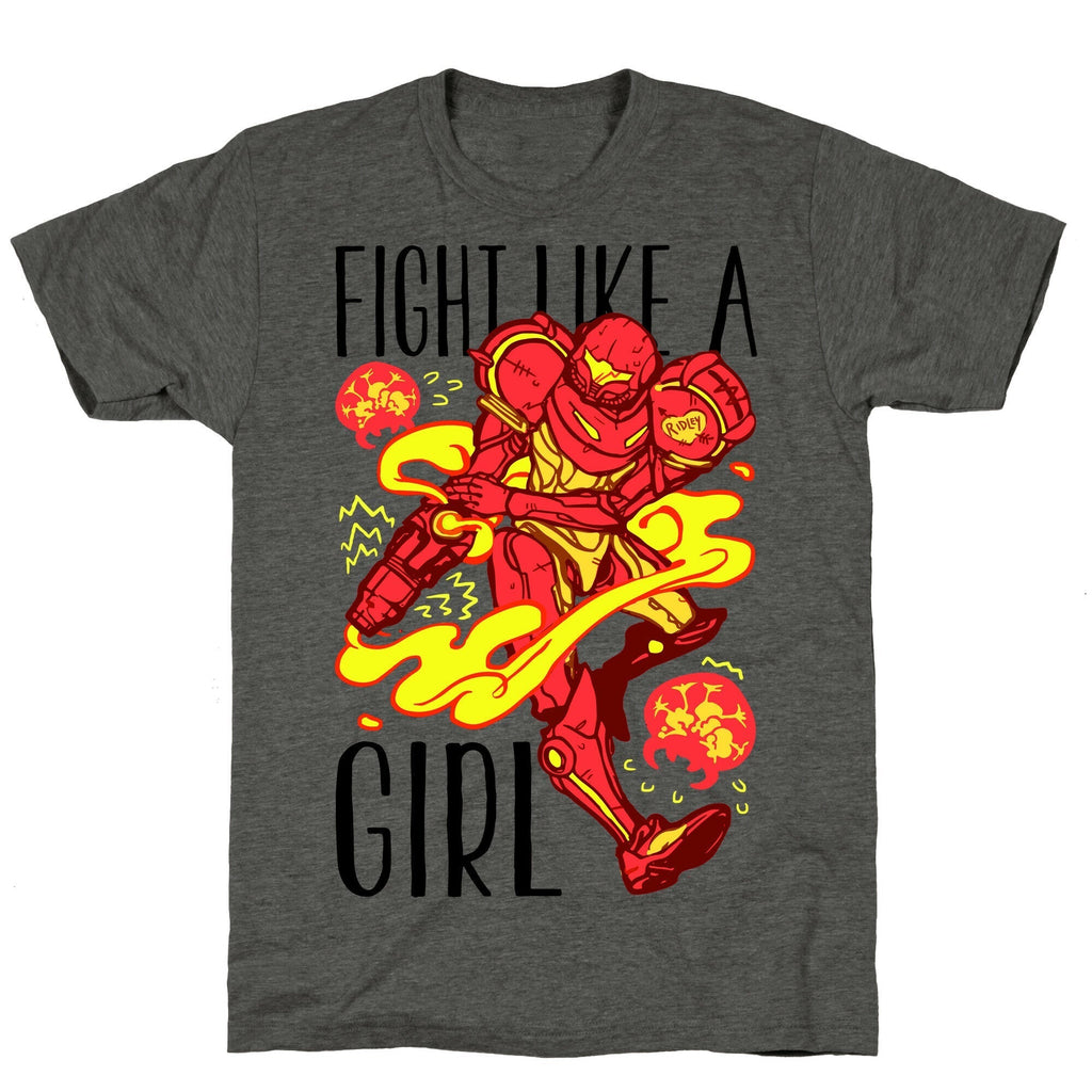 Fight Like A Girl Samus Parody Unisex Triblend Tee Hoodie, Sweatshirt | CoreVibeTees.com (Image 2)