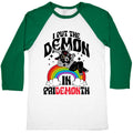 Baphomet I Put The Demon In Pride Month Baseball Tee Hoodie, Sweatshirt | CoreVibeTees.com (Image 1)