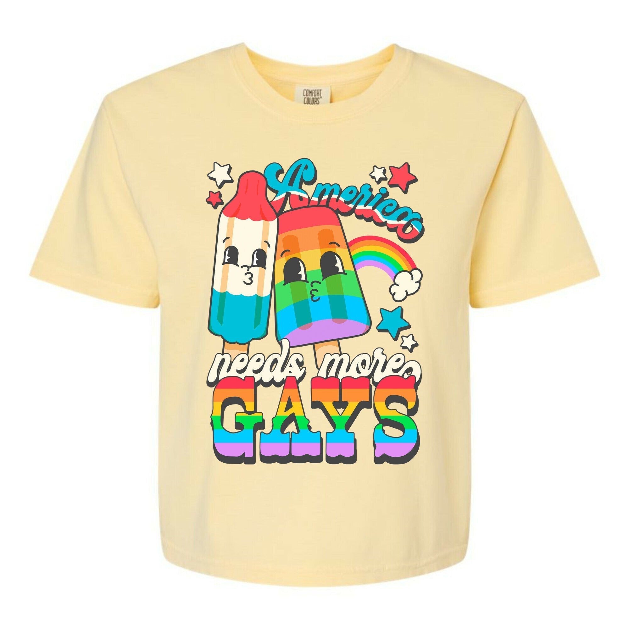 America Needs More Gays Women's Comfort Colors Heavyweight Boxy Tee Hoodie, Sweatshirt | CoreVibeTees.com (Image 1)