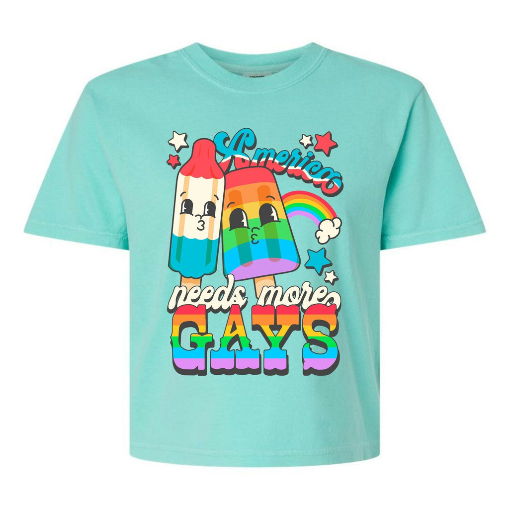 America Needs More Gays Women's Comfort Colors Heavyweight Boxy Tee Hoodie, Sweatshirt | CoreVibeTees.com (Image 2)