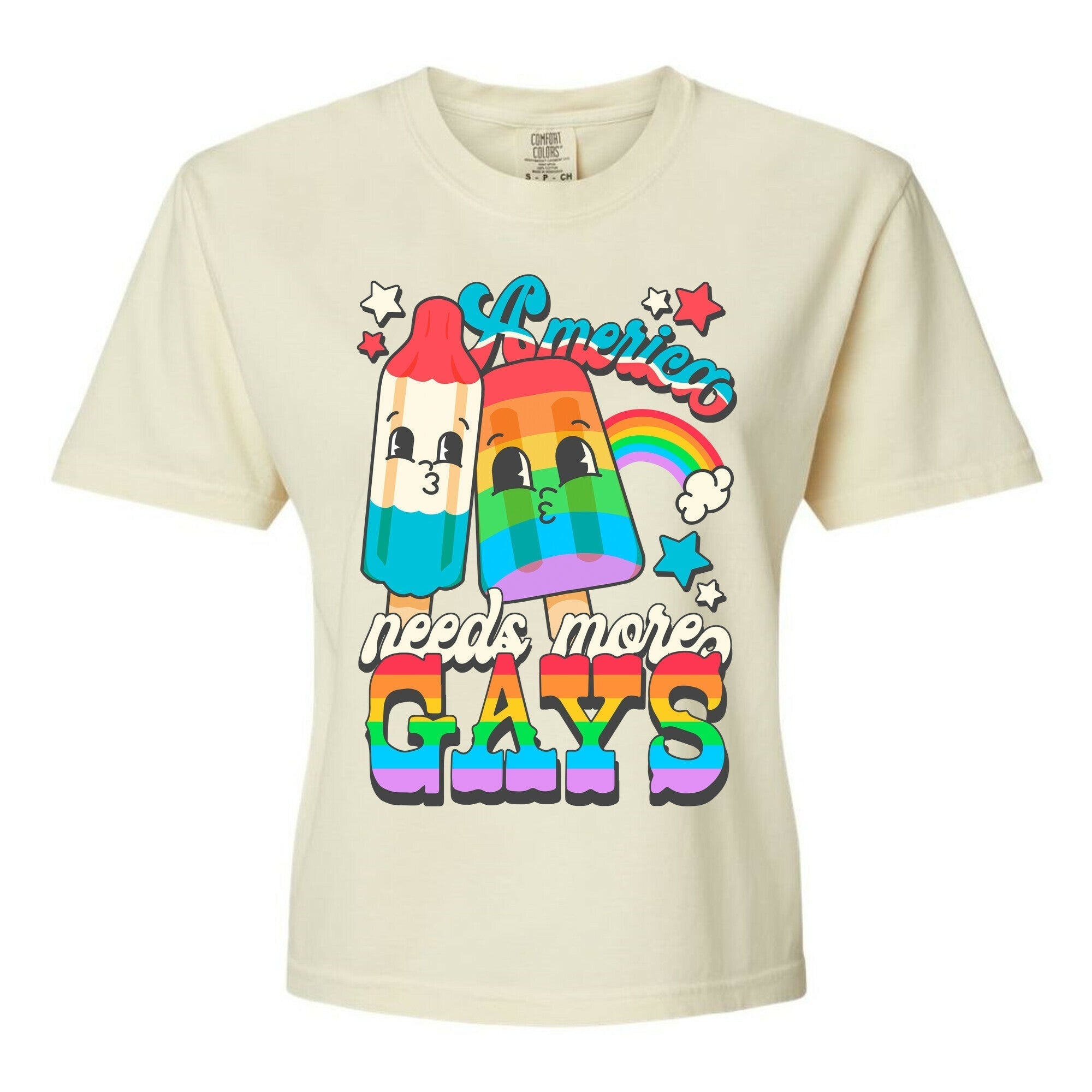 America Needs More Gays Women's Comfort Colors Heavyweight Boxy Tee Hoodie, Sweatshirt | CoreVibeTees.com (Image 3)