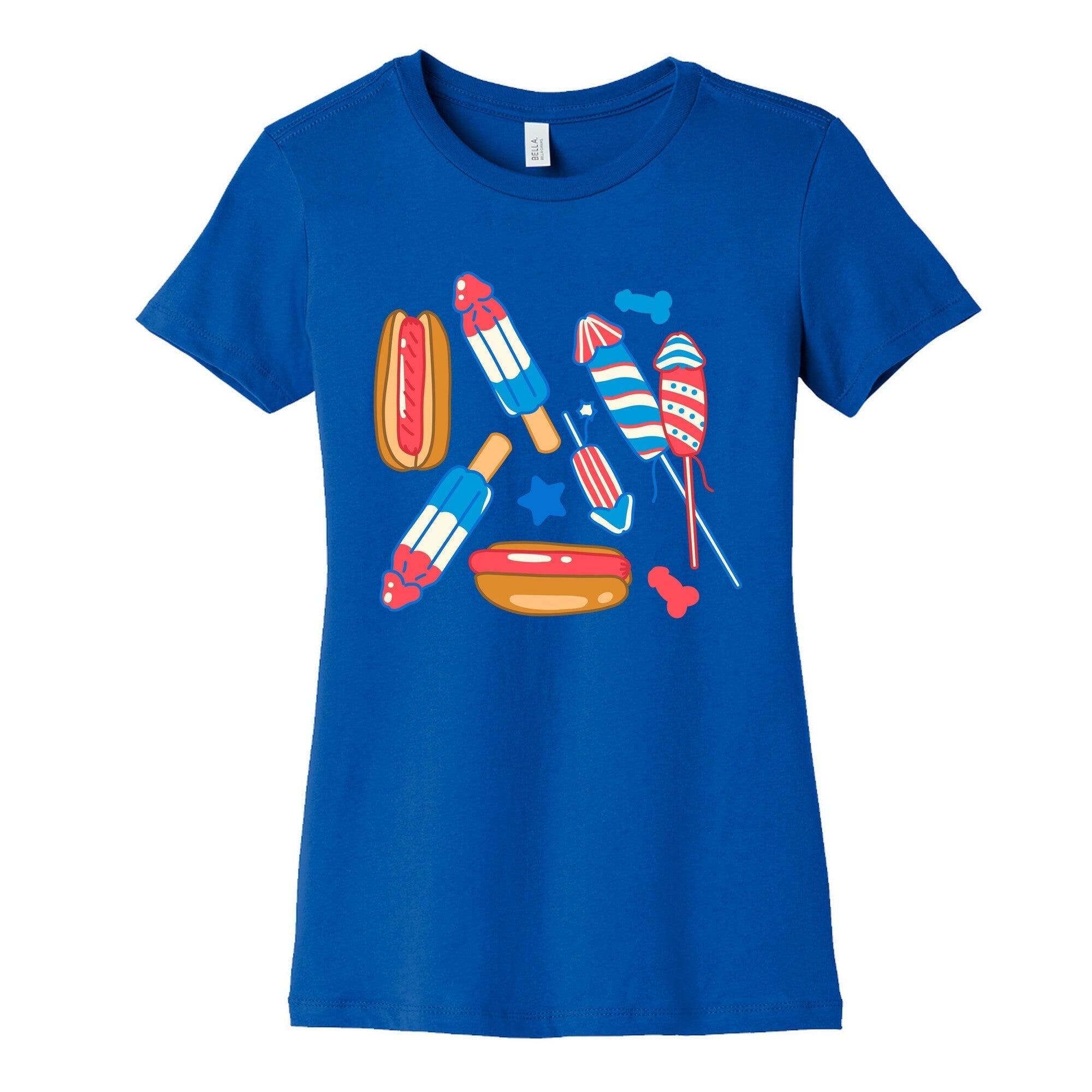 Fourth of July Wieners Pattern Womens Cotton Tee Hoodie, Sweatshirt | CoreVibeTees.com (Image 2)