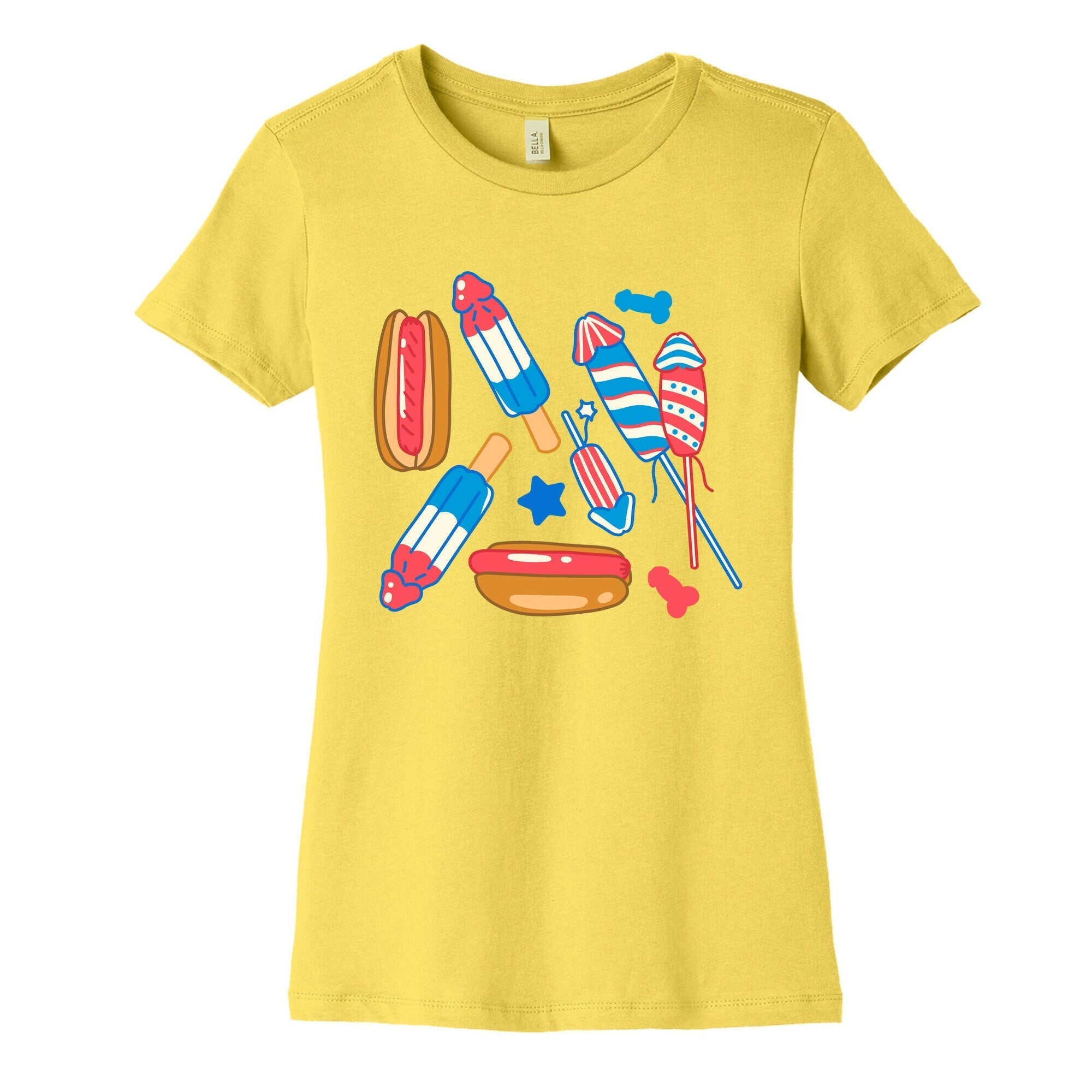 Fourth of July Wieners Pattern Womens Cotton Tee Hoodie, Sweatshirt | CoreVibeTees.com (Image 3)