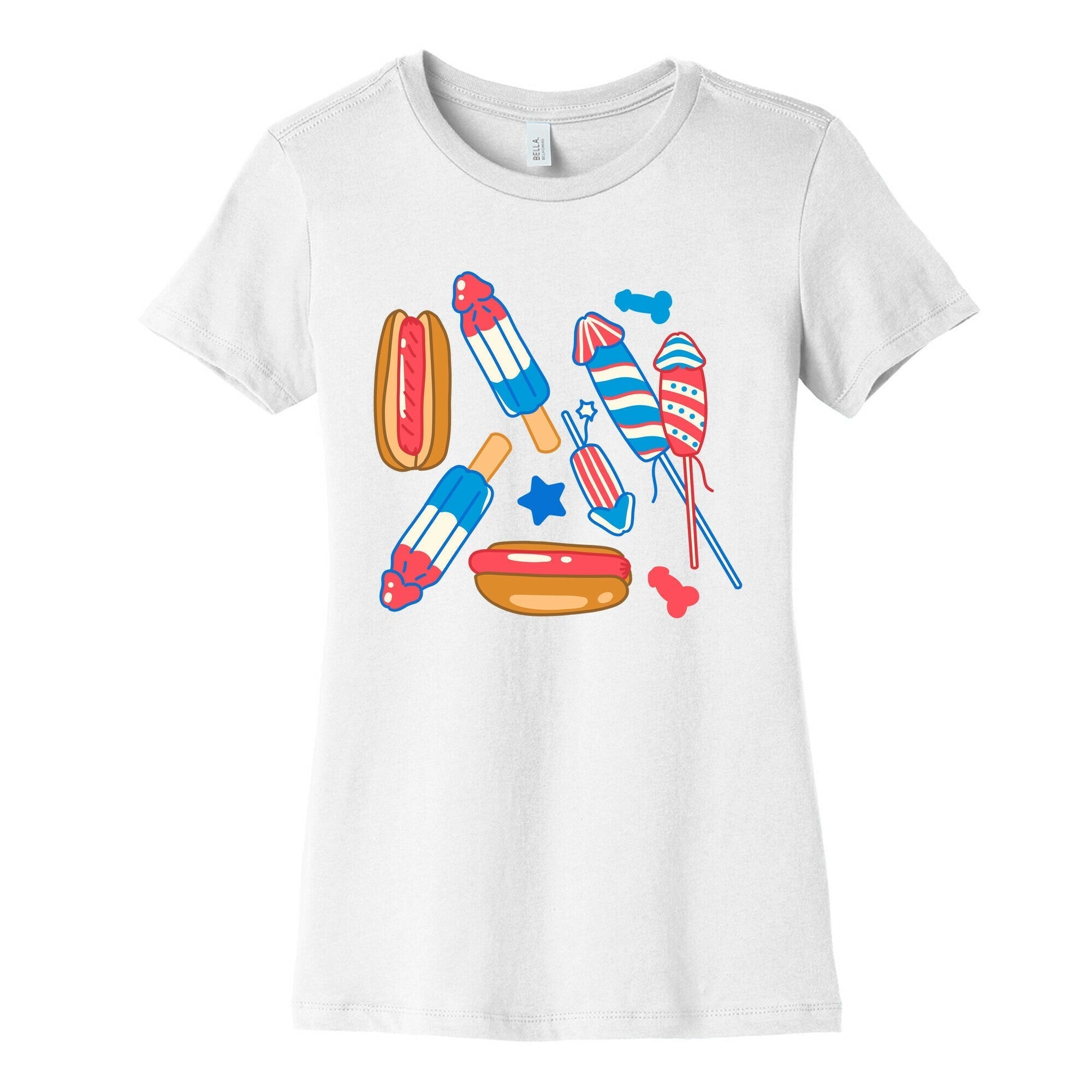 Fourth of July Wieners Pattern Womens Cotton Tee Hoodie, Sweatshirt | CoreVibeTees.com (Image 4)
