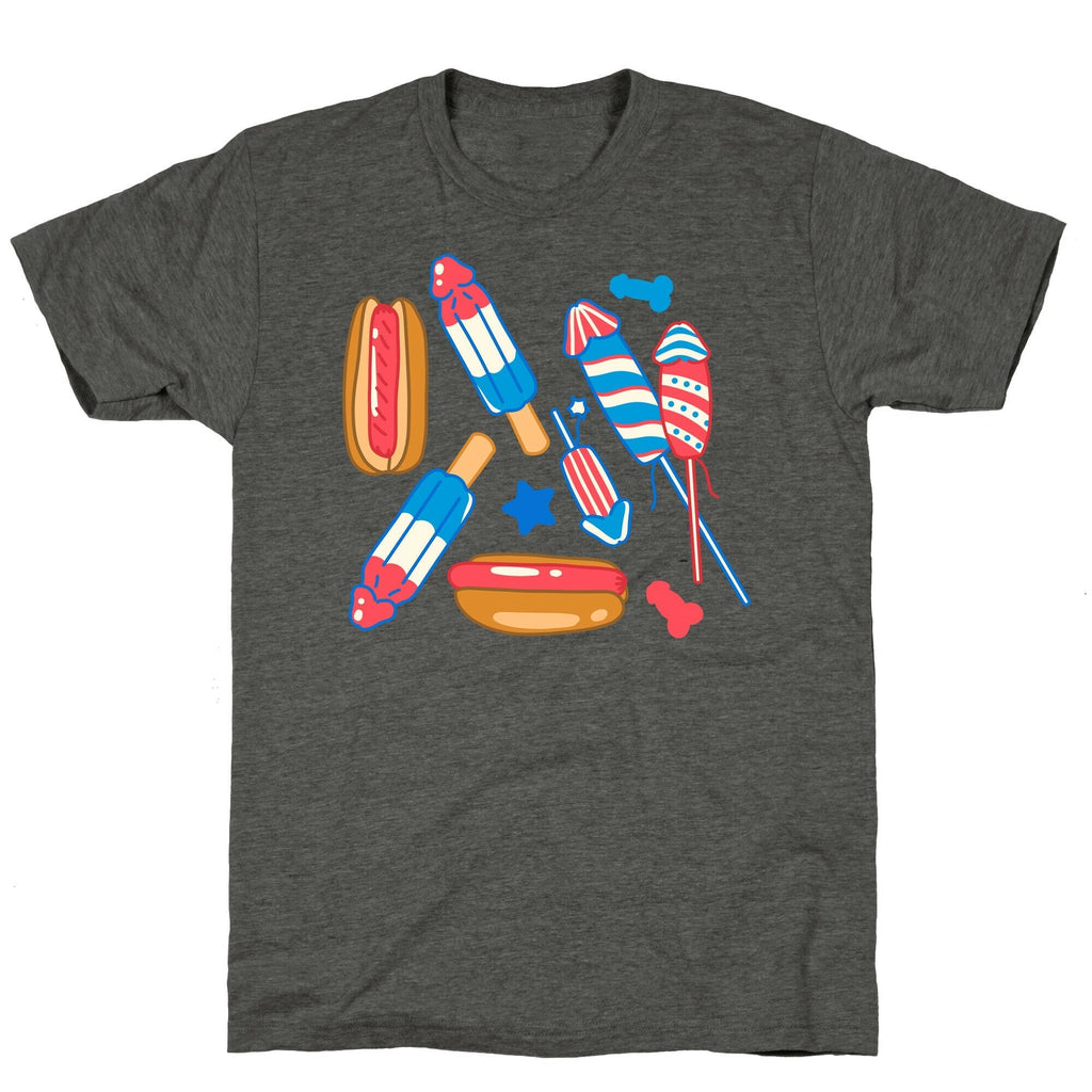 Fourth of July Wieners Pattern Unisex Triblend Tee Hoodie, Sweatshirt | CoreVibeTees.com (Image 2)
