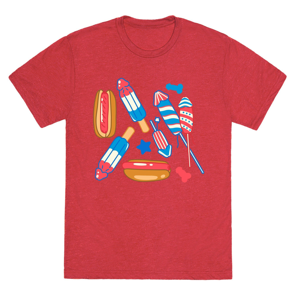 Fourth of July Wieners Pattern Unisex Triblend Tee Hoodie, Sweatshirt | CoreVibeTees.com (Image 3)