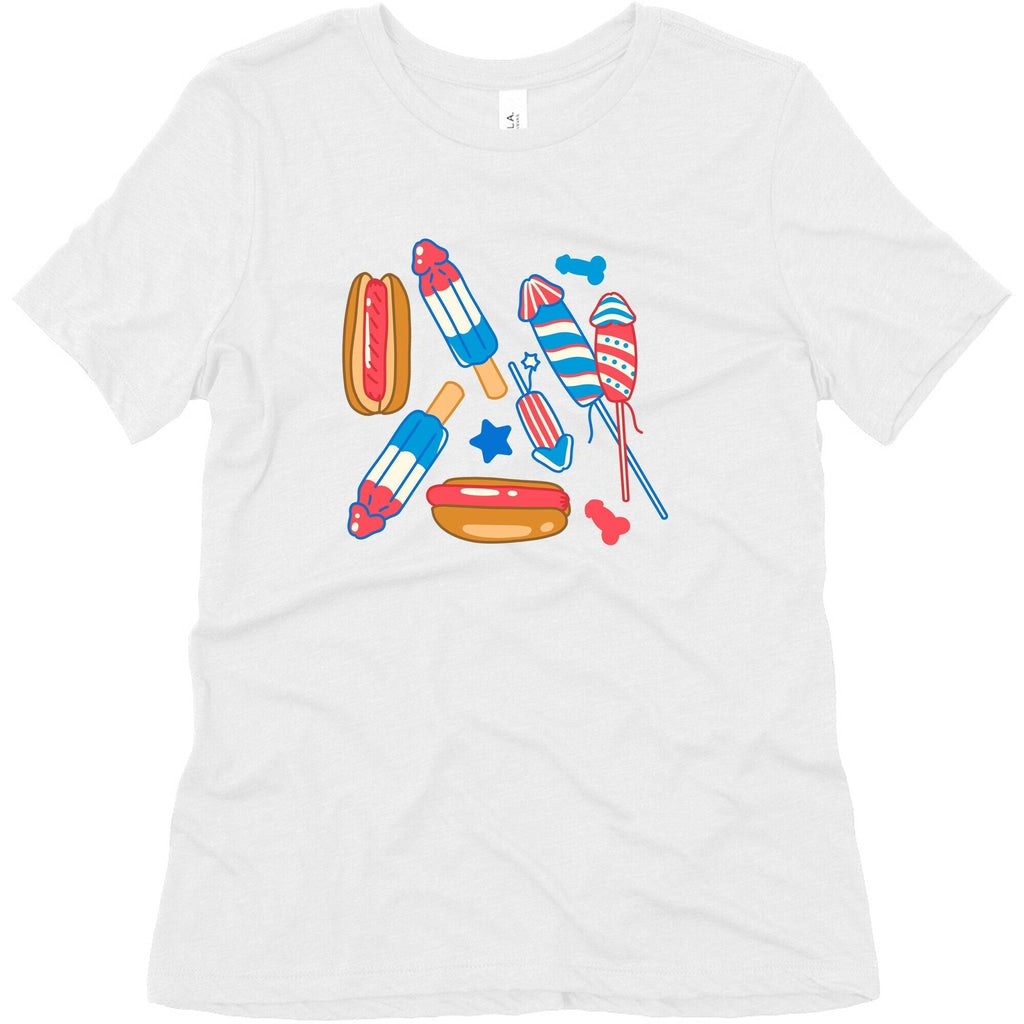 Fourth of July Wieners Pattern Womens Triblend Tee Hoodie, Sweatshirt | CoreVibeTees.com (Image 3)
