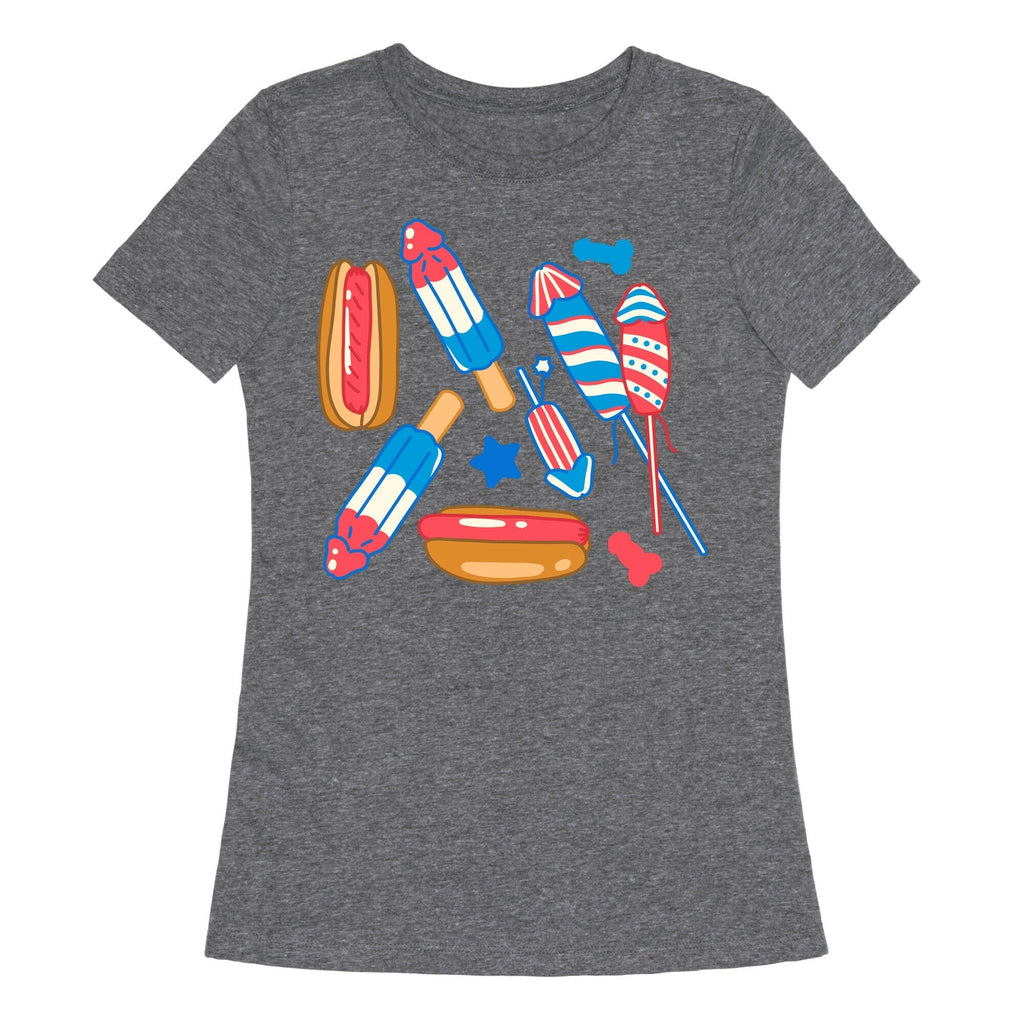 Fourth of July Wieners Pattern Womens Triblend Tee Hoodie, Sweatshirt | CoreVibeTees.com (Image 2)