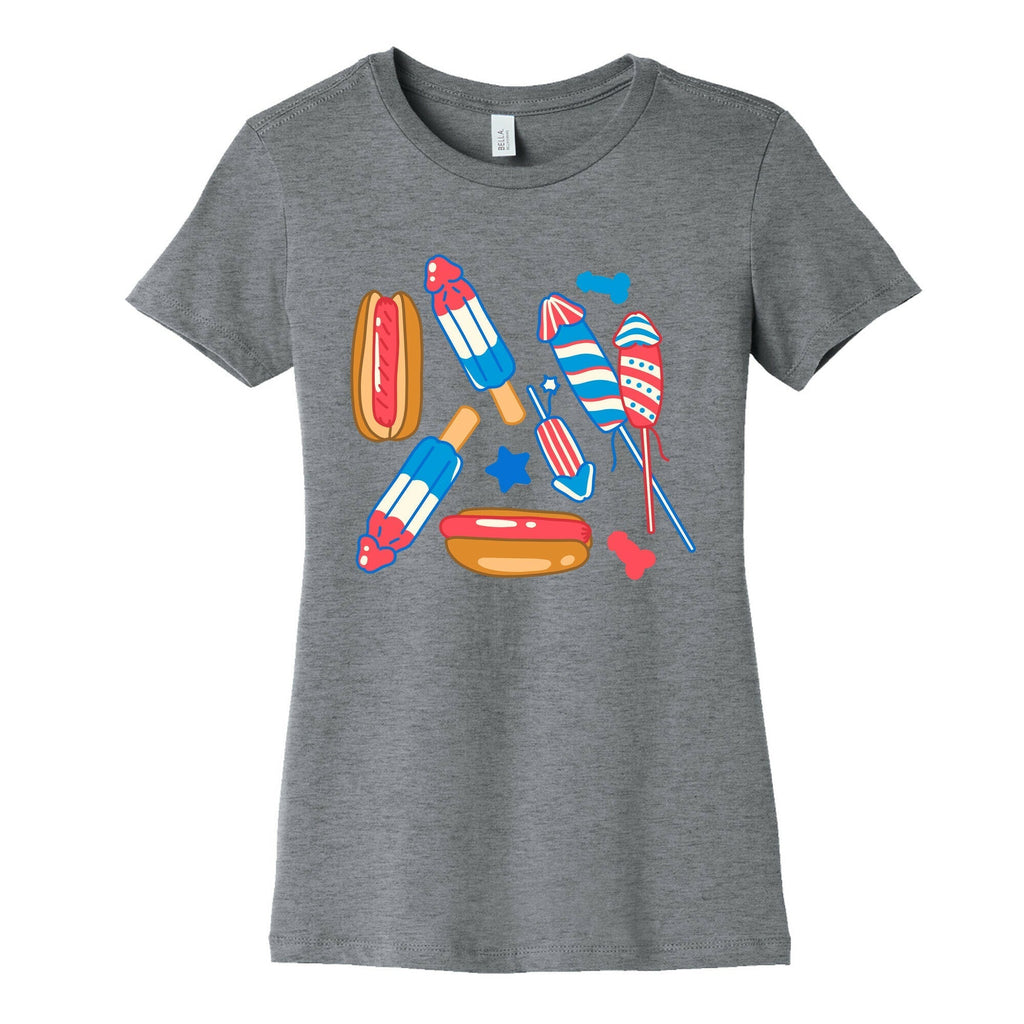 Fourth of July Wieners Pattern Womens Cotton Tee Style001 Hoodie, Sweatshirt | CoreVibeTees.com (Image 1)