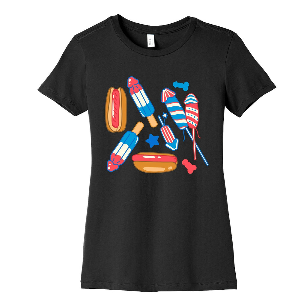 Fourth of July Wieners Pattern Womens Cotton Tee Style001 Hoodie, Sweatshirt | CoreVibeTees.com (Image 3)
