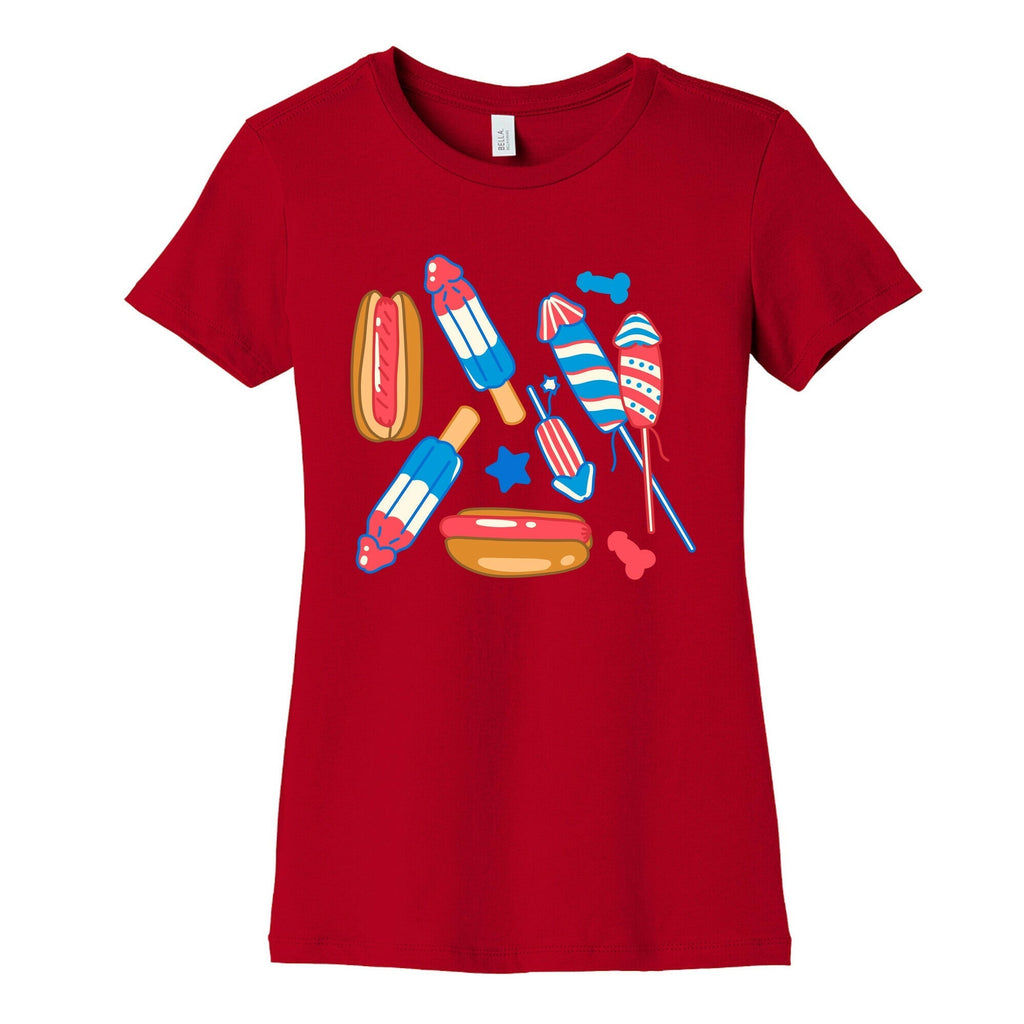 Fourth of July Wieners Pattern Womens Cotton Tee Style001 Hoodie, Sweatshirt | CoreVibeTees.com (Image 4)