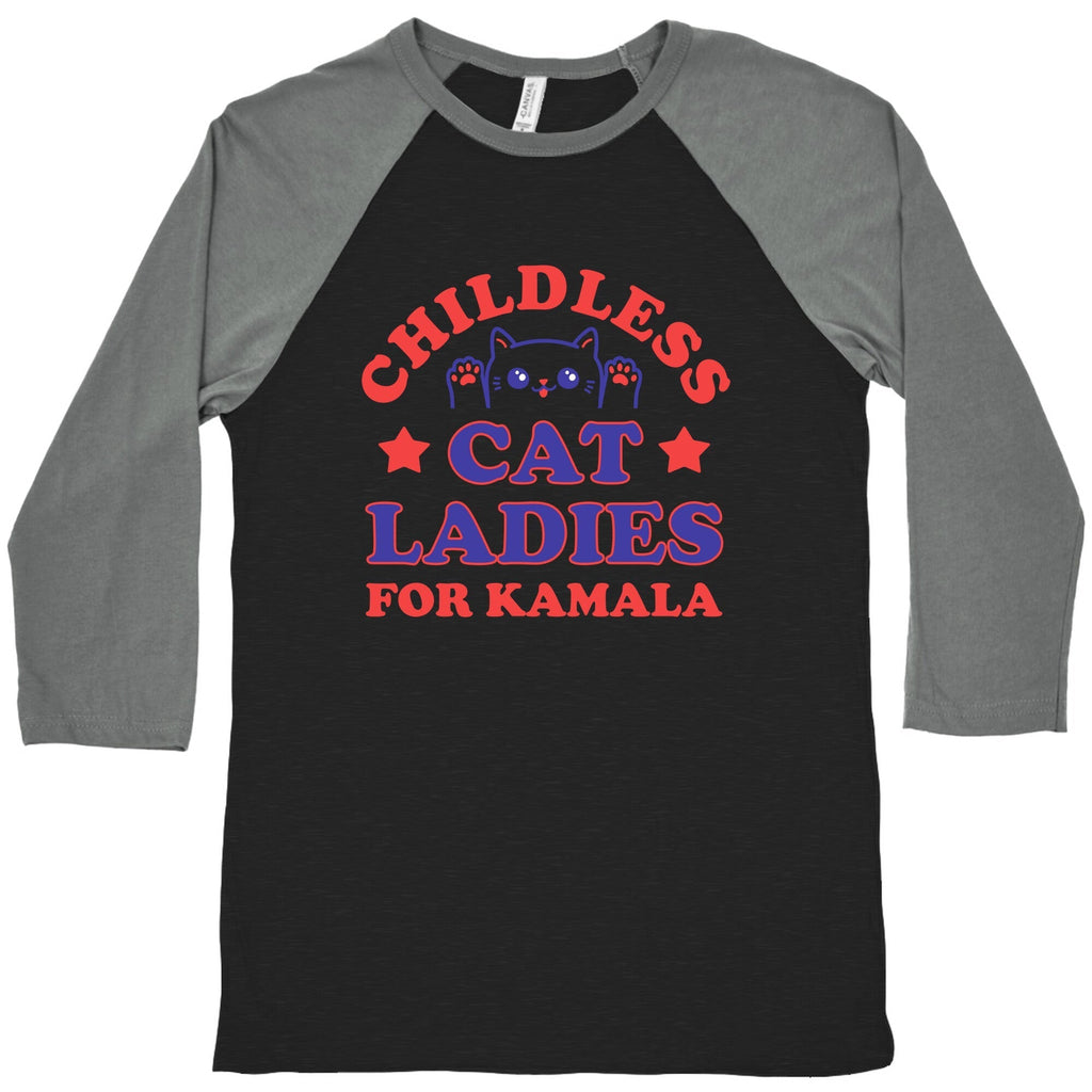 Childless Cat Ladies for Kamala Baseball Tee Hoodie, Sweatshirt | CoreVibeTees.com (Image 3)