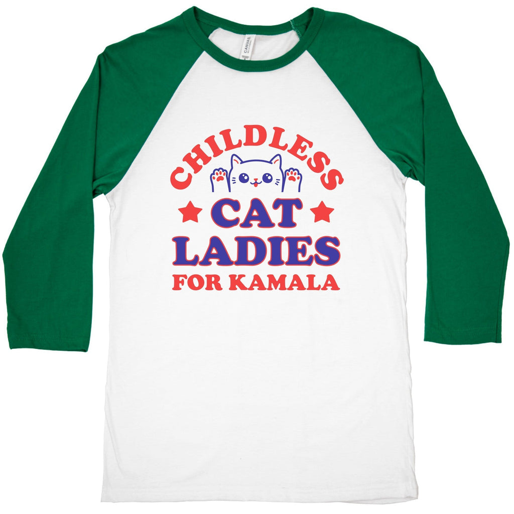 Childless Cat Ladies for Kamala Baseball Tee Hoodie, Sweatshirt | CoreVibeTees.com (Image 1)