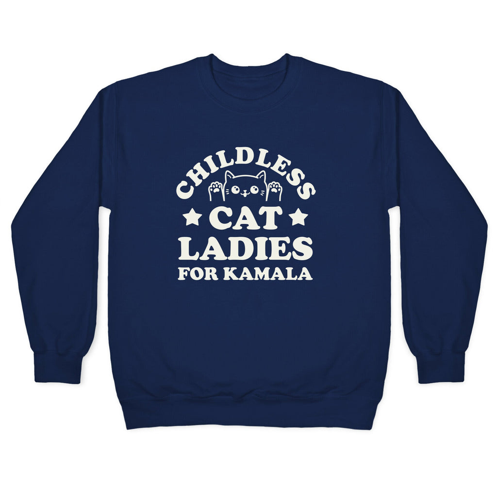 Childless Cat Ladies for Kamala Crewneck Sweatshirt Style001 T-Shirts, Hoodie | CoreVibeTees.com (Image 4)