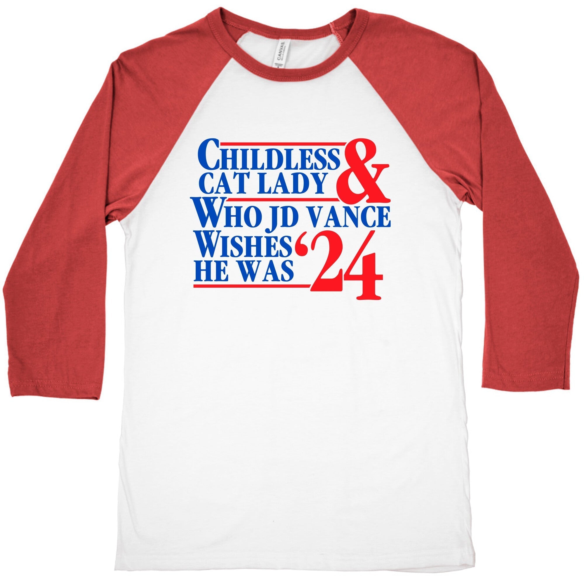 Childless Cat Lady Who JD Vance Wishes He Was Blue Baseball Tee Hoodie, Sweatshirt | CoreVibeTees.com (Image 1)
