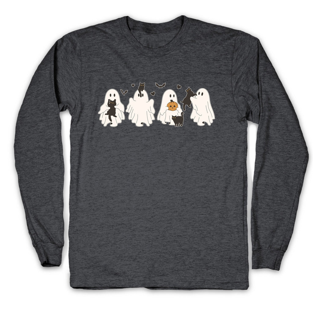 Cute Ghost Cats Longsleeve Tee Hoodie, Sweatshirt | CoreVibeTees.com (Image 2)