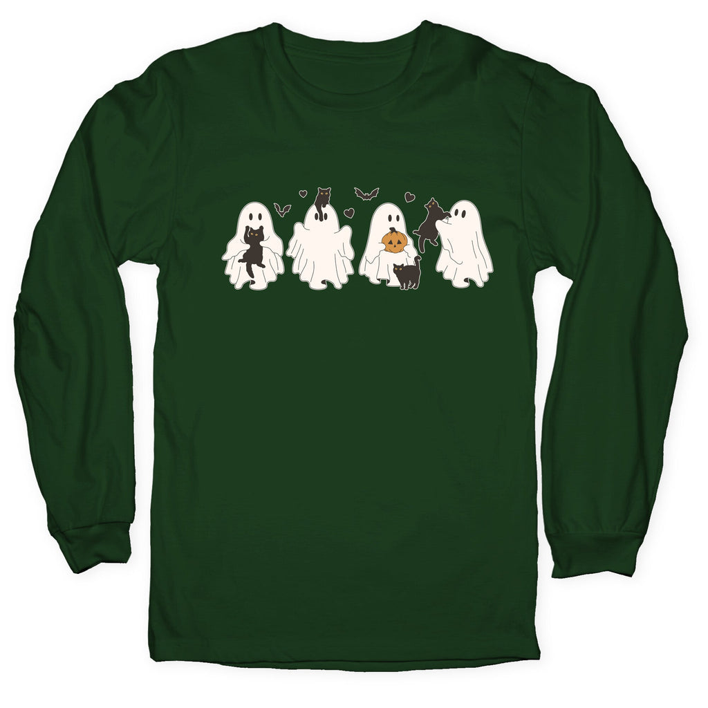 Cute Ghost Cats Longsleeve Tee Hoodie, Sweatshirt | CoreVibeTees.com (Image 3)