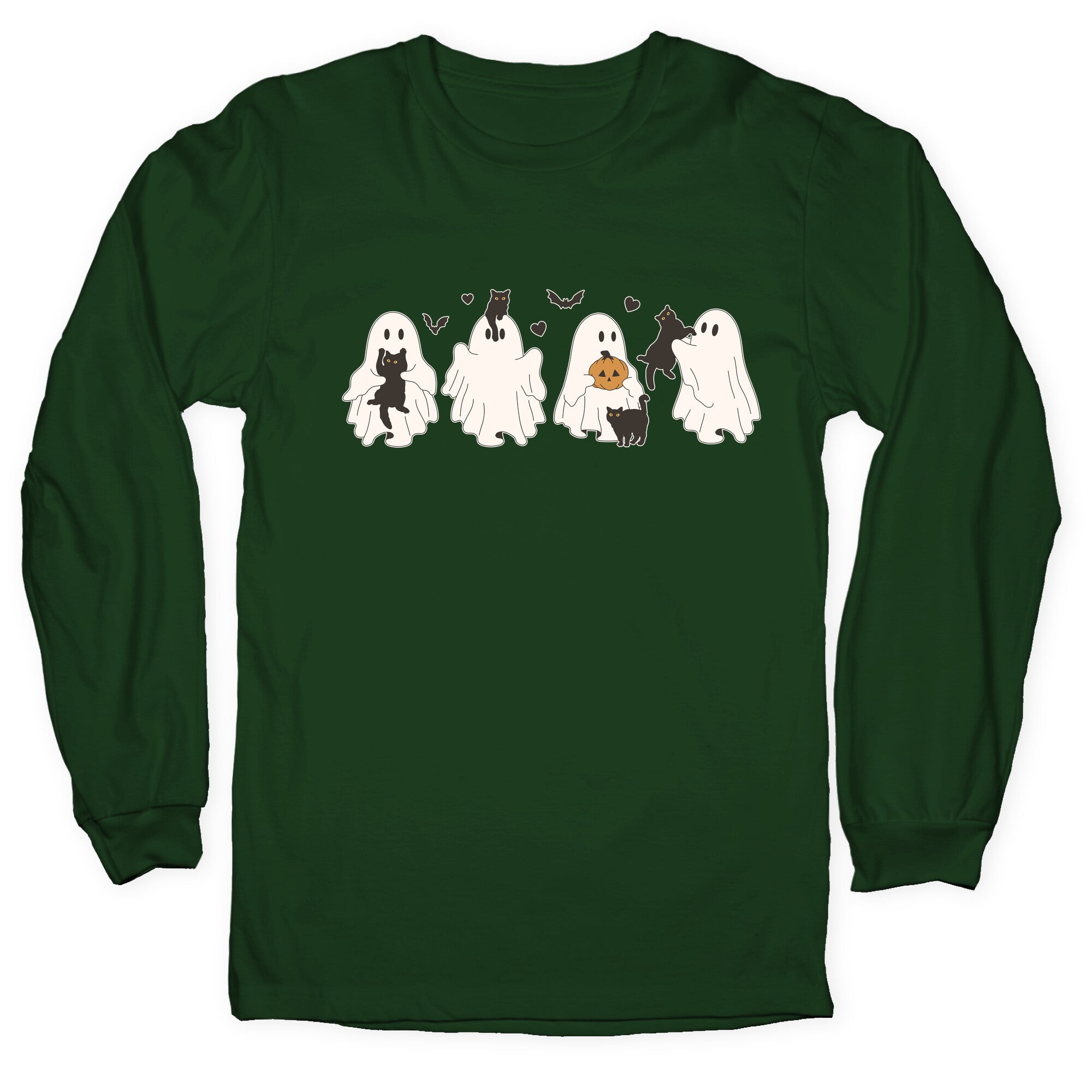 Cute Ghost Cats Longsleeve Tee Hoodie, Sweatshirt | CoreVibeTees.com (Image 3)