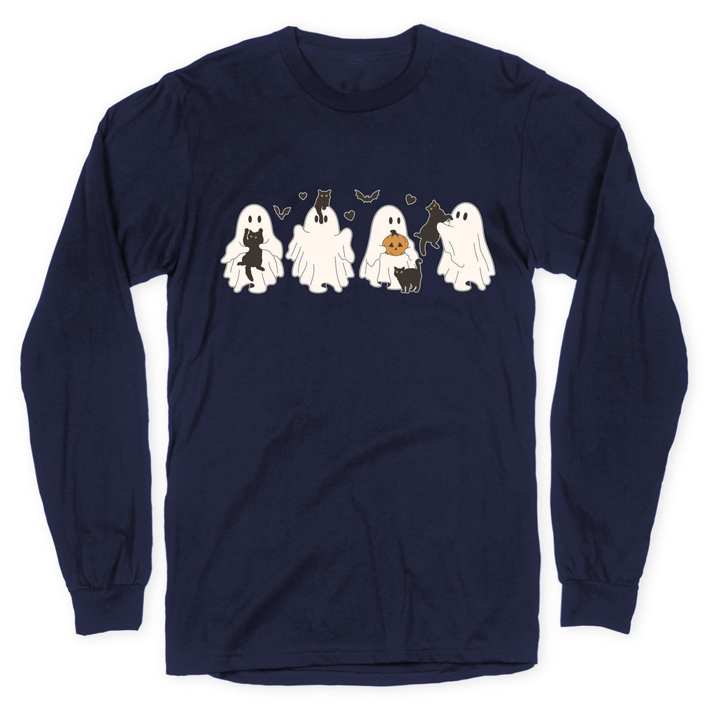 Cute Ghost Cats Longsleeve Tee Hoodie, Sweatshirt | CoreVibeTees.com (Image 4)