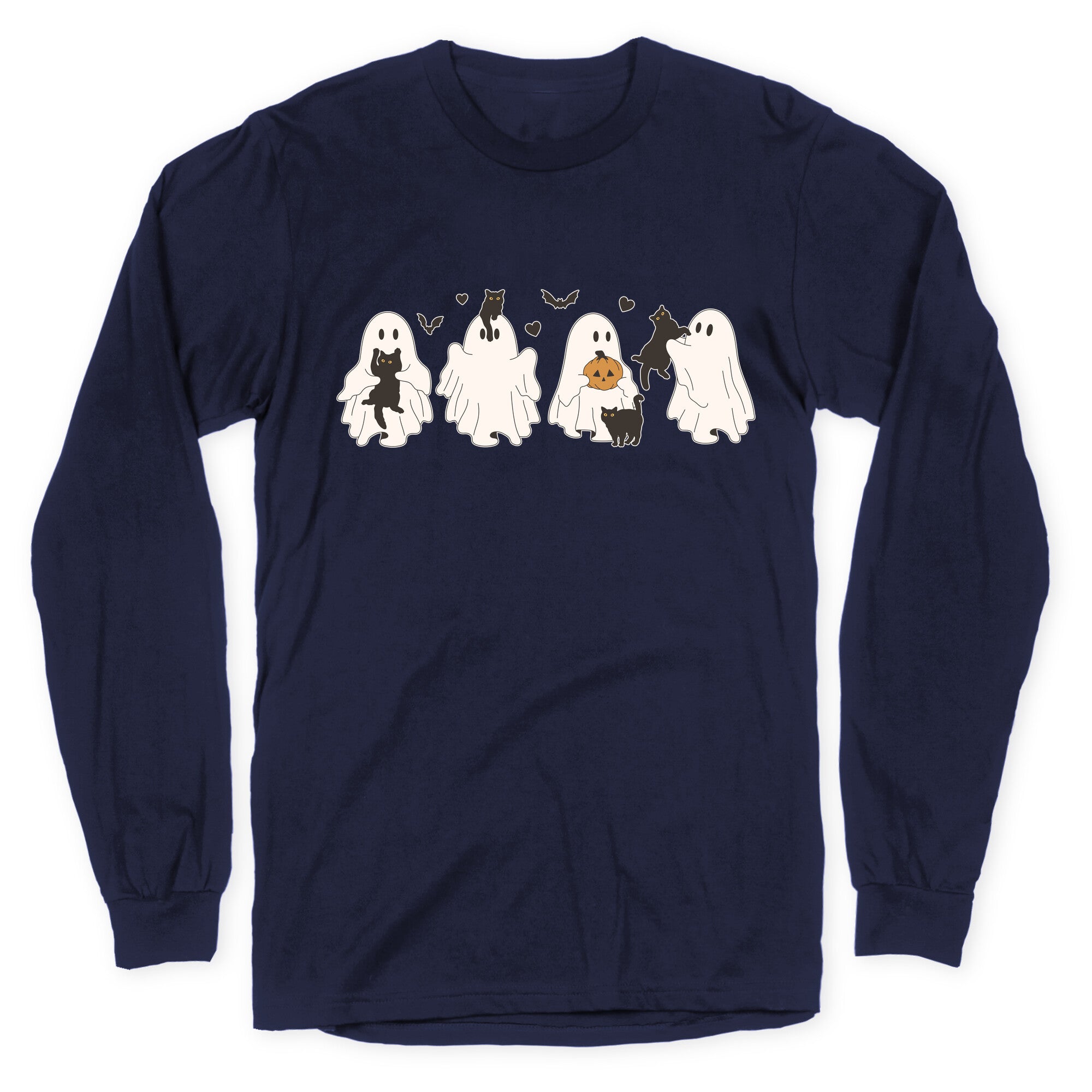 Cute Ghost Cats Longsleeve Tee Hoodie, Sweatshirt | CoreVibeTees.com (Image 4)