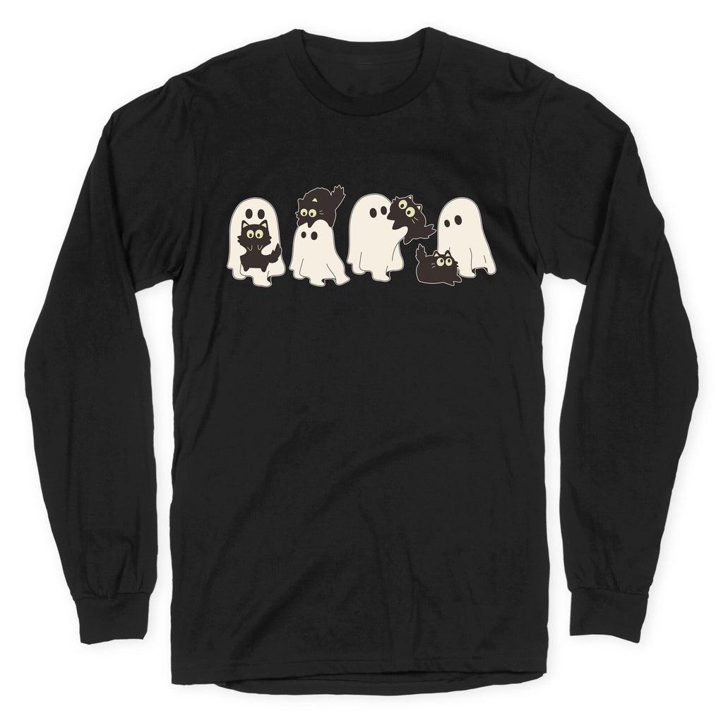 Cute Ghost Cats Longsleeve Tee Style001 Hoodie, Sweatshirt | CoreVibeTees.com (Image 1)