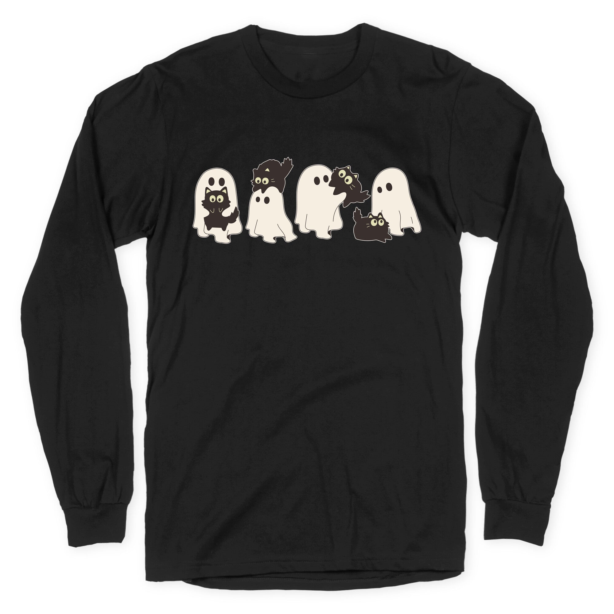 Cute Ghost Cats Longsleeve Tee Style001 Hoodie, Sweatshirt | CoreVibeTees.com (Image 1)