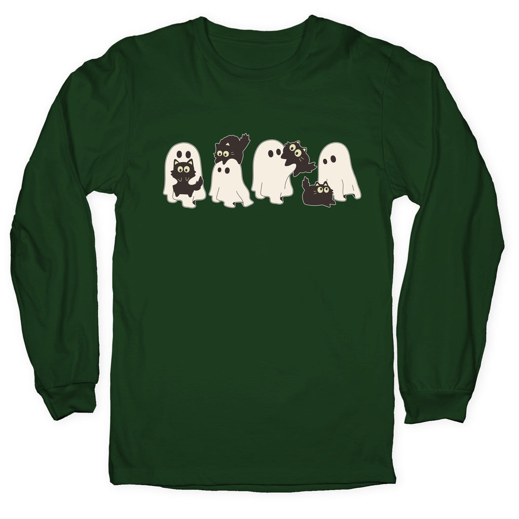 Cute Ghost Cats Longsleeve Tee Style001 Hoodie, Sweatshirt | CoreVibeTees.com (Image 3)