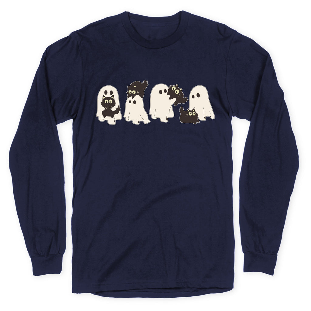 Cute Ghost Cats Longsleeve Tee Style001 Hoodie, Sweatshirt | CoreVibeTees.com (Image 4)