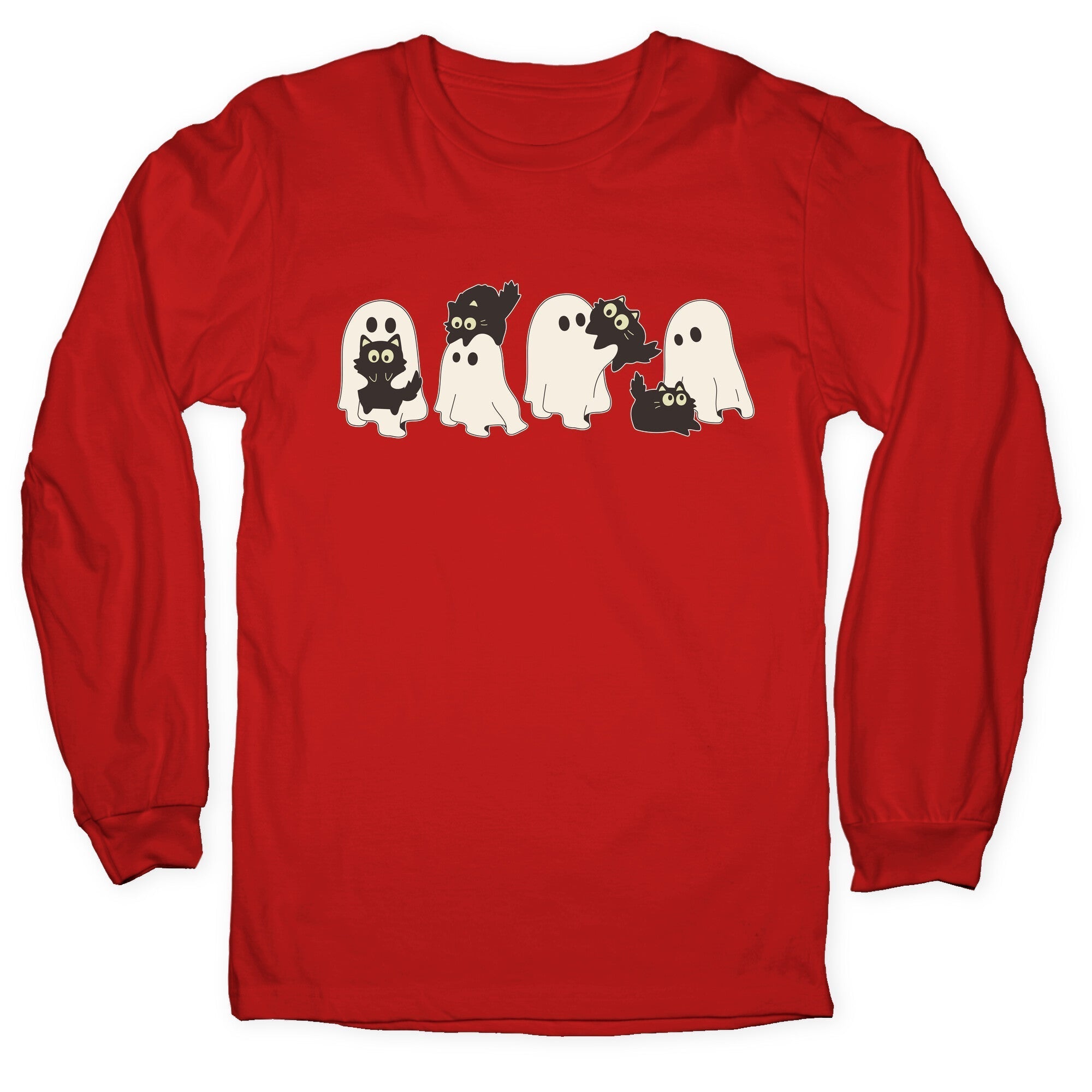 Cute Ghost Cats Longsleeve Tee Style001 Hoodie, Sweatshirt | CoreVibeTees.com (Image 5)