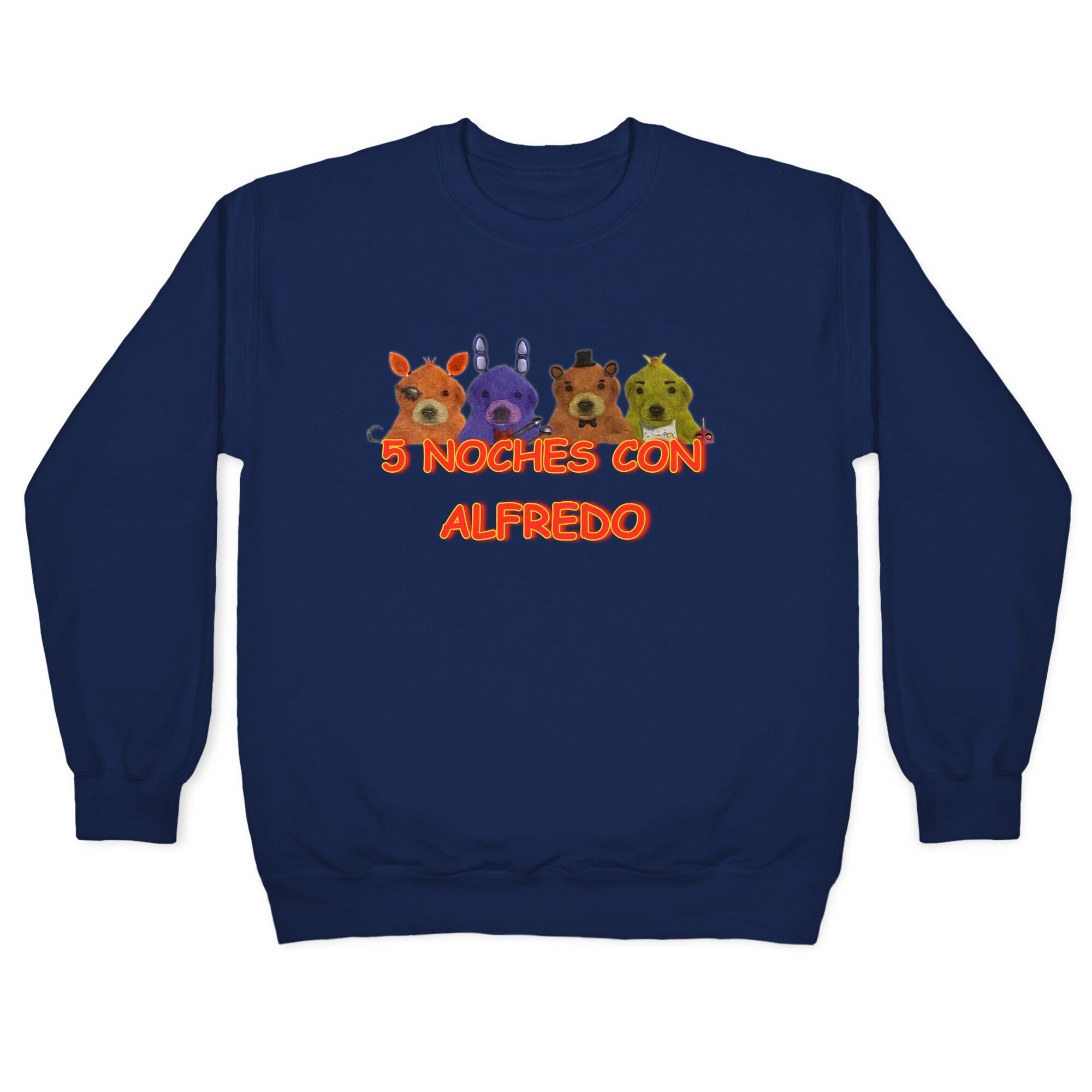 5 Noches Con Alfredo Crewneck Sweatshirt T-Shirts, Hoodie | CoreVibeTees.com (Image 4)