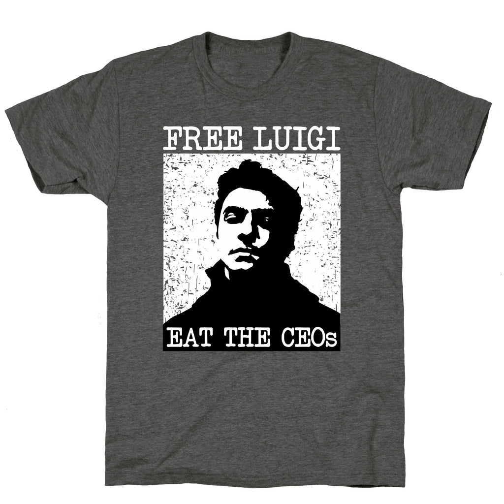 Free Luigi Eat the CEOs Unisex Triblend Tee Hoodie, Sweatshirt | CoreVibeTees.com (Image 2)