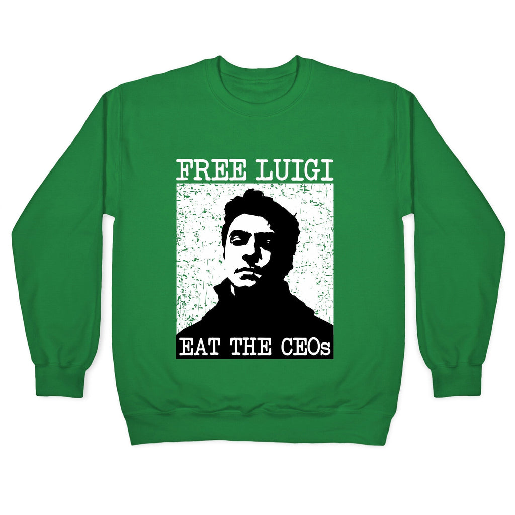Free Luigi Eat the CEOs Crewneck Sweatshirt T-Shirts, Hoodie | CoreVibeTees.com (Image 3)