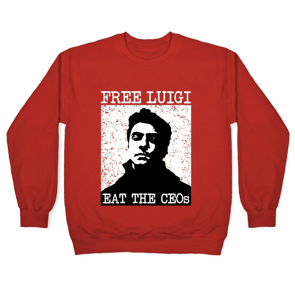 Free Luigi Eat the CEOs Crewneck Sweatshirt T-Shirts, Hoodie | CoreVibeTees.com (Image 5)