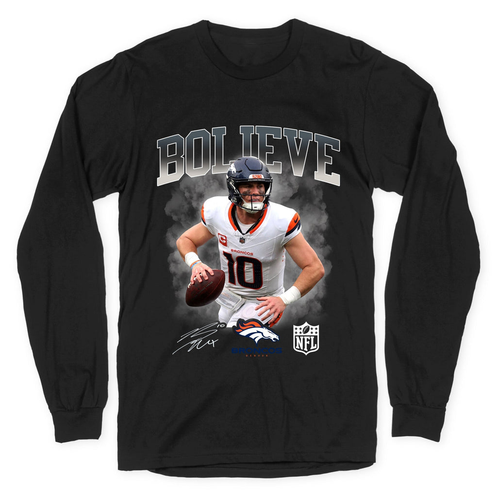 Bo Nix Bolieve Longsleeve Tee Hoodie, Sweatshirt | CoreVibeTees.com (Image 1)