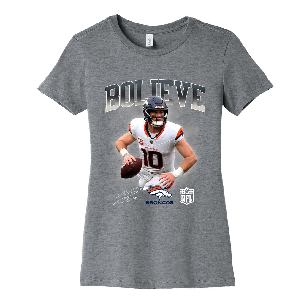 Bo Nix Bolieve Womens Cotton Tee Hoodie, Sweatshirt | CoreVibeTees.com (Image 1)