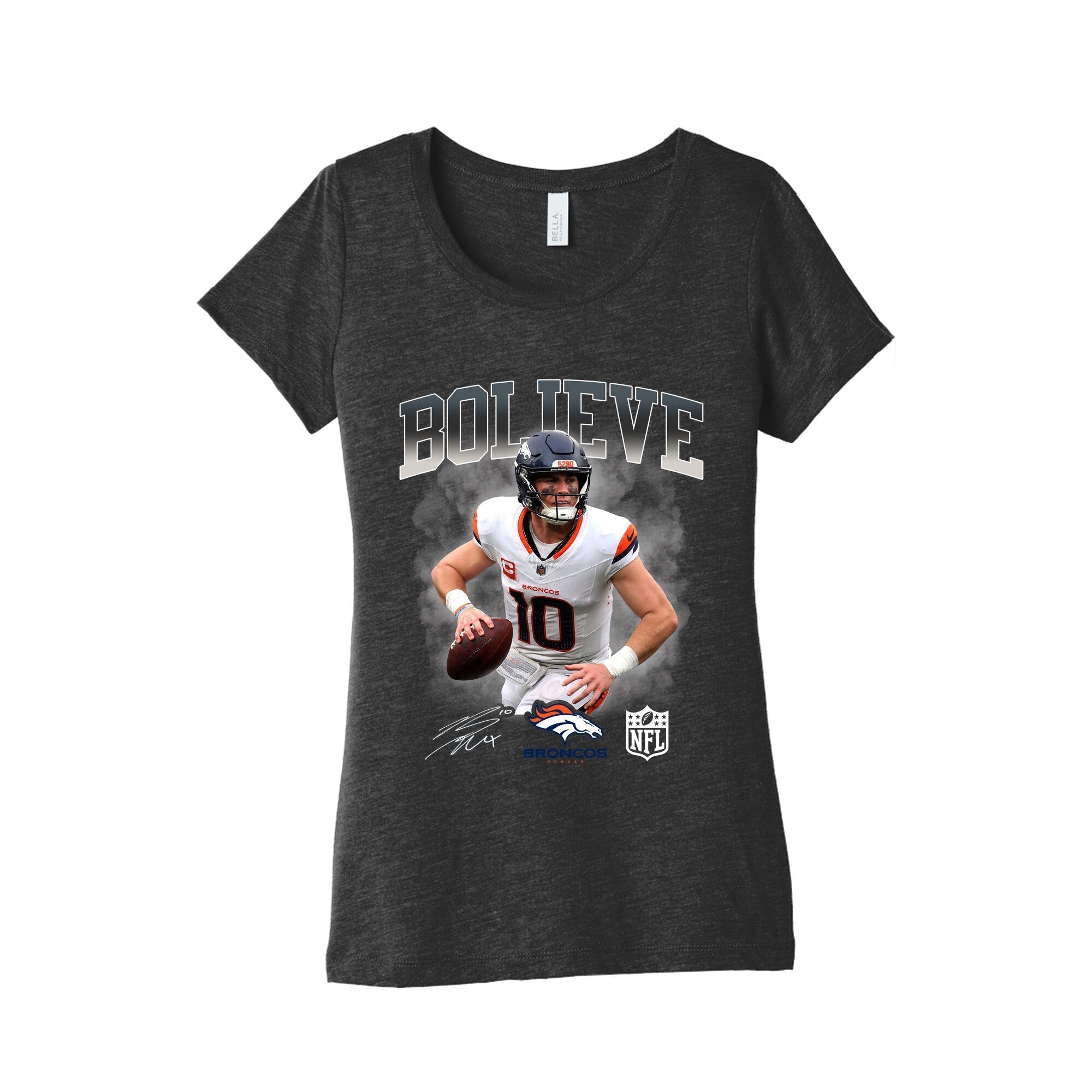 Bo Nix Bolieve Womens Triblend Tee Hoodie, Sweatshirt | CoreVibeTees.com (Image 1)