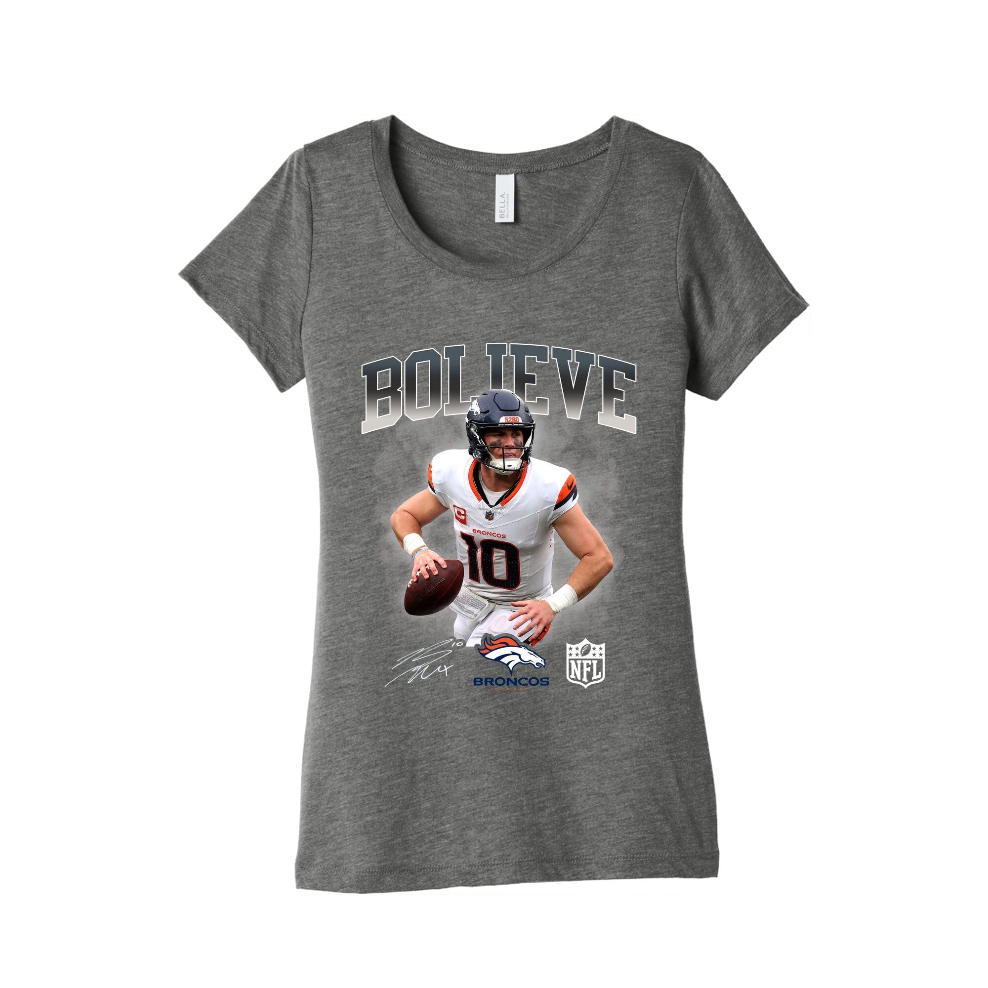 Bo Nix Bolieve Womens Triblend Tee Hoodie, Sweatshirt | CoreVibeTees.com (Image 2)