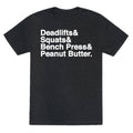 Deadlifts, Squats, Bench Press, Peanut Butter Workout Unisex Triblend Tee Hoodie, Sweatshirt | CoreVibeTees.com (Image 1)