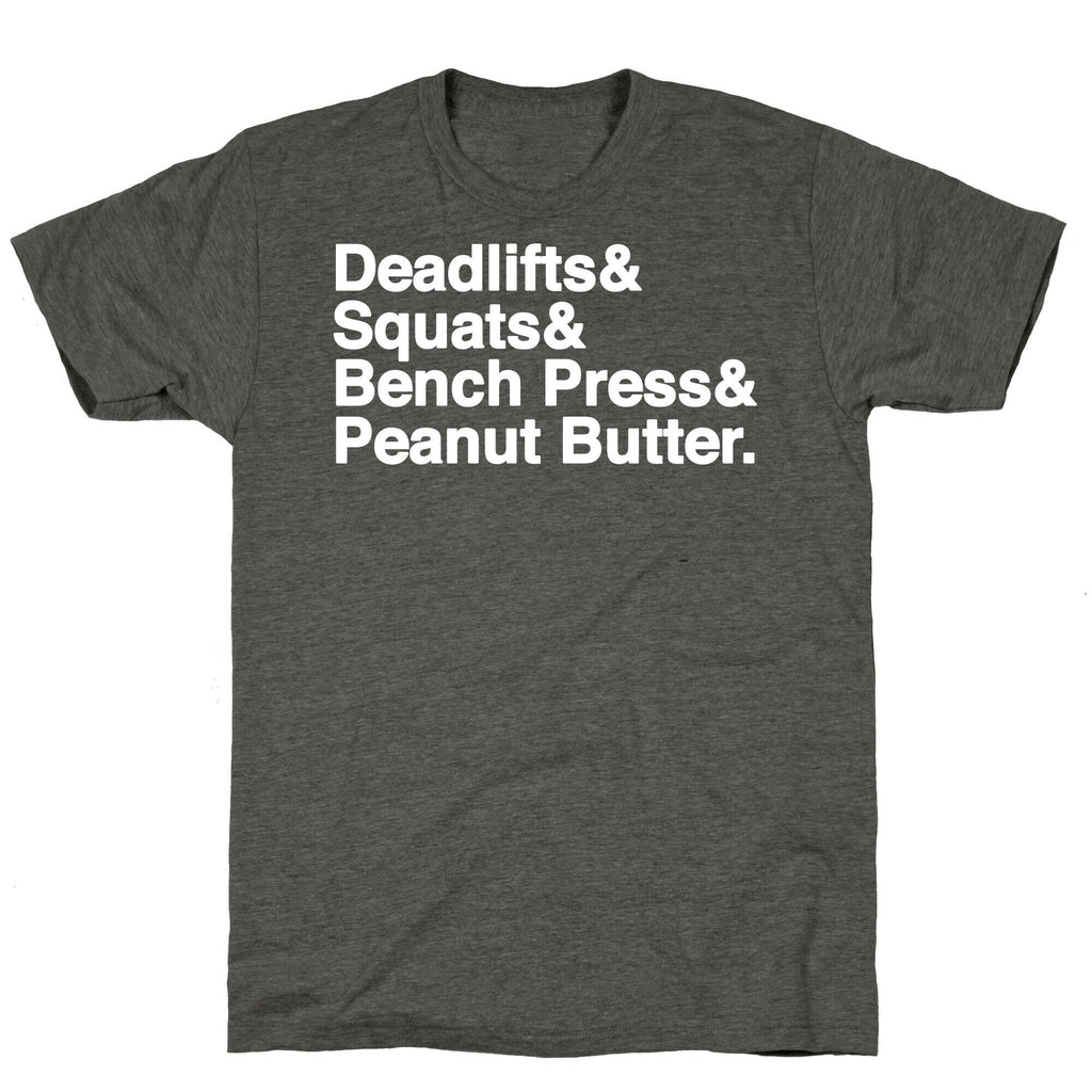 Deadlifts, Squats, Bench Press, Peanut Butter Workout Unisex Triblend Tee Hoodie, Sweatshirt | CoreVibeTees.com (Image 3)
