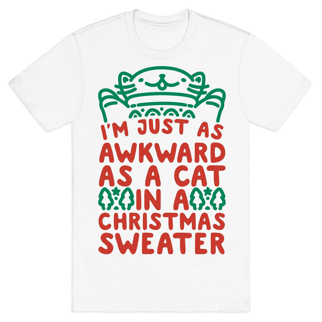 Awkward As A Cat In A Christmas Sweater T-Shirt Hoodie, Sweatshirt | CoreVibeTees.com (Image 2)