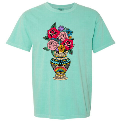 American Traditional Pride Bouquet Tattoo Style Comfort Colors Heavyweight Tee Hoodie, Sweatshirt (Image 3)