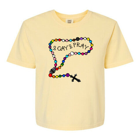 2 Gay 2 Pray Women's Comfort Colors Heavyweight Boxy Tee Hoodie, Sweatshirt | CoreVibeTees.com (Image 1)