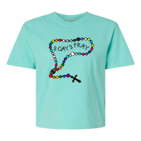 2 Gay 2 Pray Women's Comfort Colors Heavyweight Boxy Tee Hoodie, Sweatshirt | CoreVibeTees.com (Image 2)