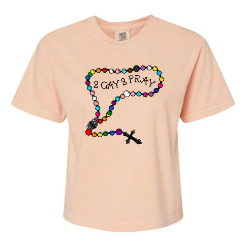 2 Gay 2 Pray Women's Comfort Colors Heavyweight Boxy Tee Hoodie, Sweatshirt | CoreVibeTees.com (Image 4)