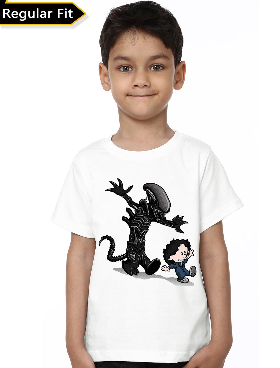 The Alien & Kid White Tee Hoodie, Sweatshirt | CoreVibeTees.com