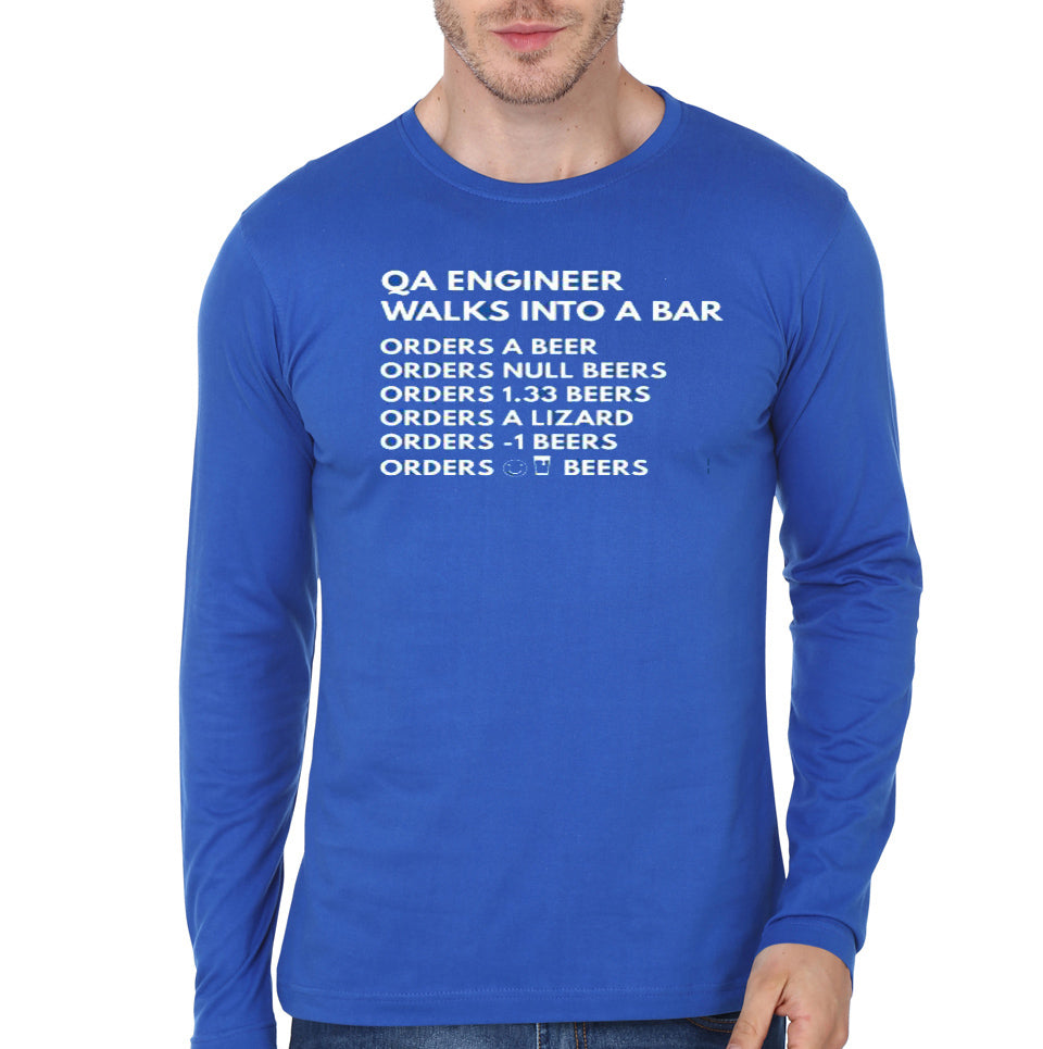 Qa Engineer Walks Into A Bar Royal Blue Full Sleeve T-Shirt Hoodie, Sweatshirt | CoreVibeTees.com