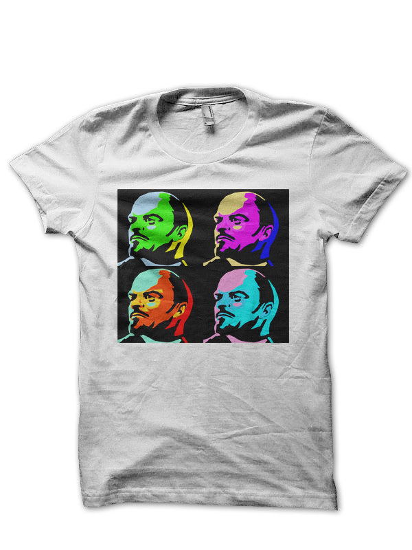 V.I. Lenin Pop Art Design White Half Sleeve T-Shirt Hoodie, Sweatshirt | CoreVibeTees.com